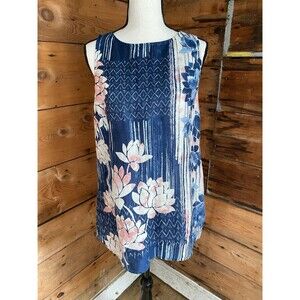 J. Jill Pure Jill 100% Linen Sleeveless Tunic Top Womens S Floral Print